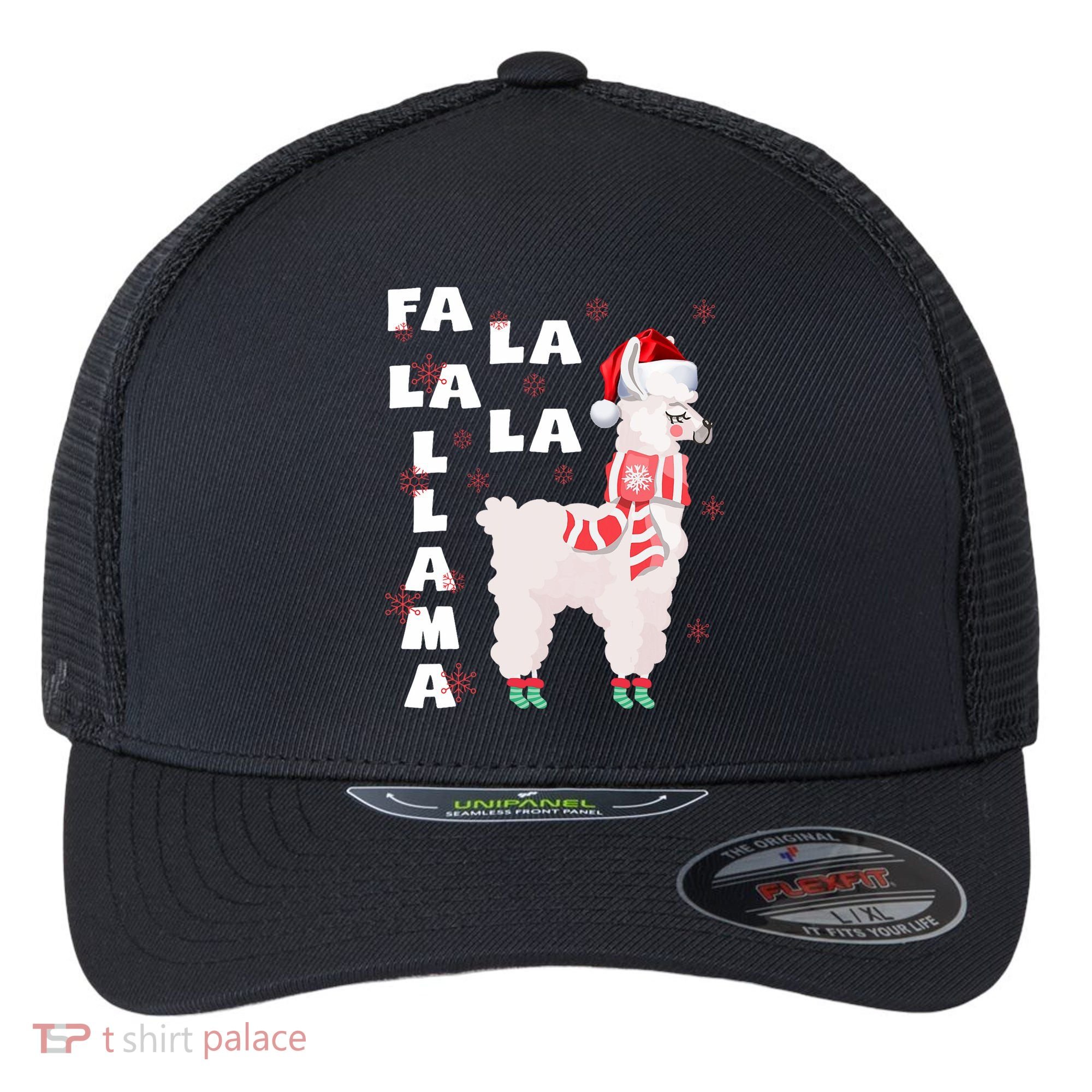 Fa La La Llama Santa Christmas Funny Gift Xmas Flexfit Unipanel Trucker Cap