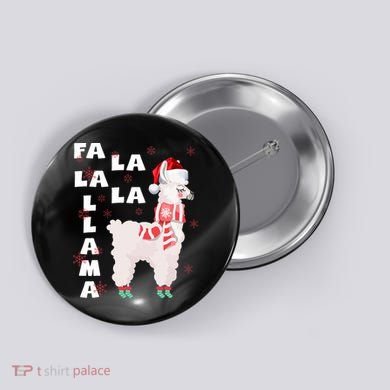 Fa La La Llama Santa Christmas Funny Gift Xmas Button