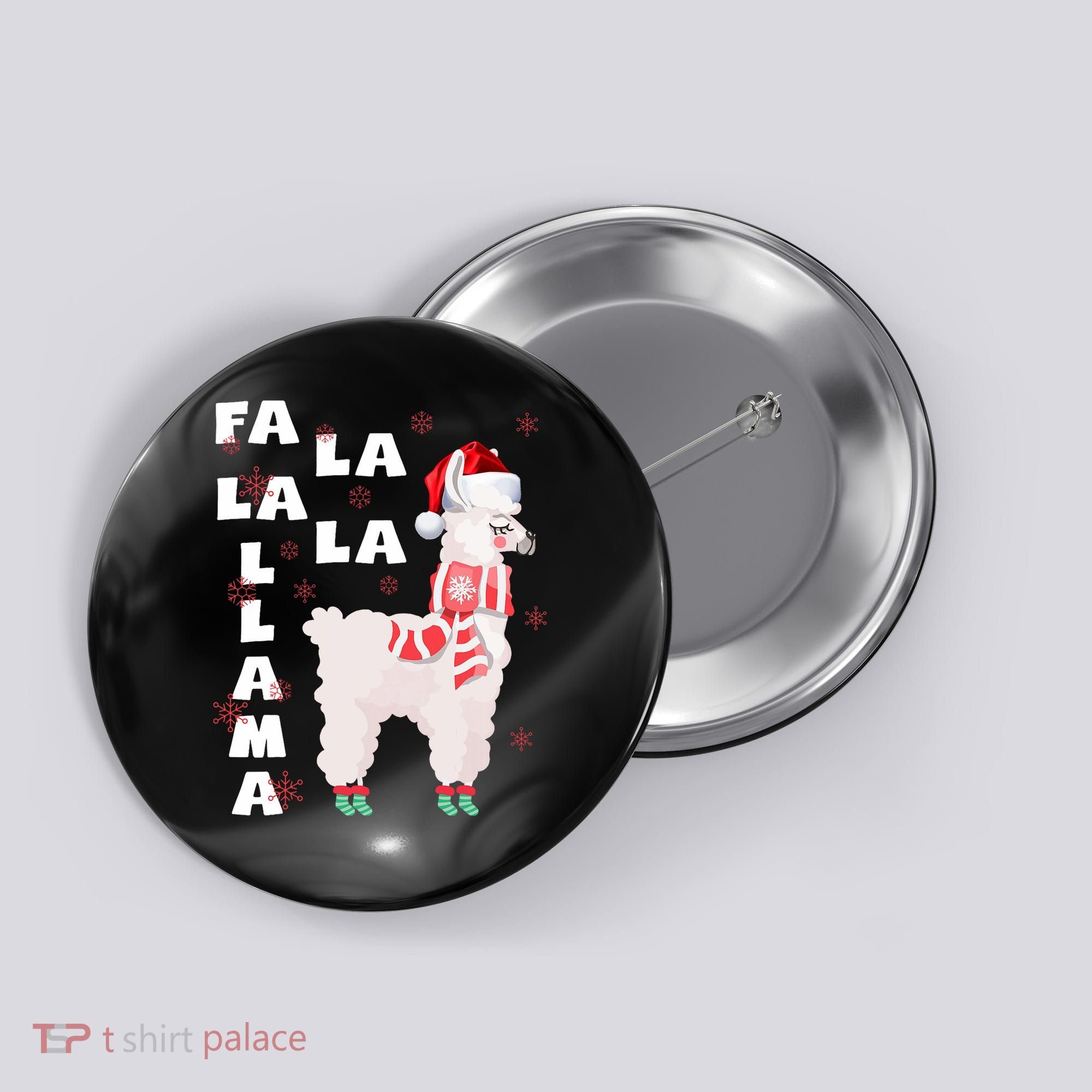 Fa La La Llama Santa Christmas Funny Gift Xmas Button