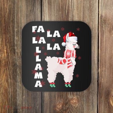 Fa La La Llama Santa Christmas Funny Gift Xmas Coaster