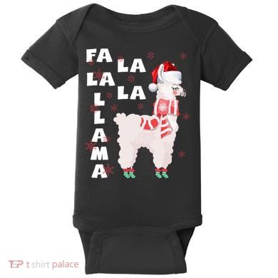 Fa La La Llama Santa Christmas Funny Gift Xmas Baby Bodysuit