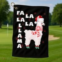 Fa La La Llama Santa Christmas Funny Gift Xmas Golf Towel thumb 1