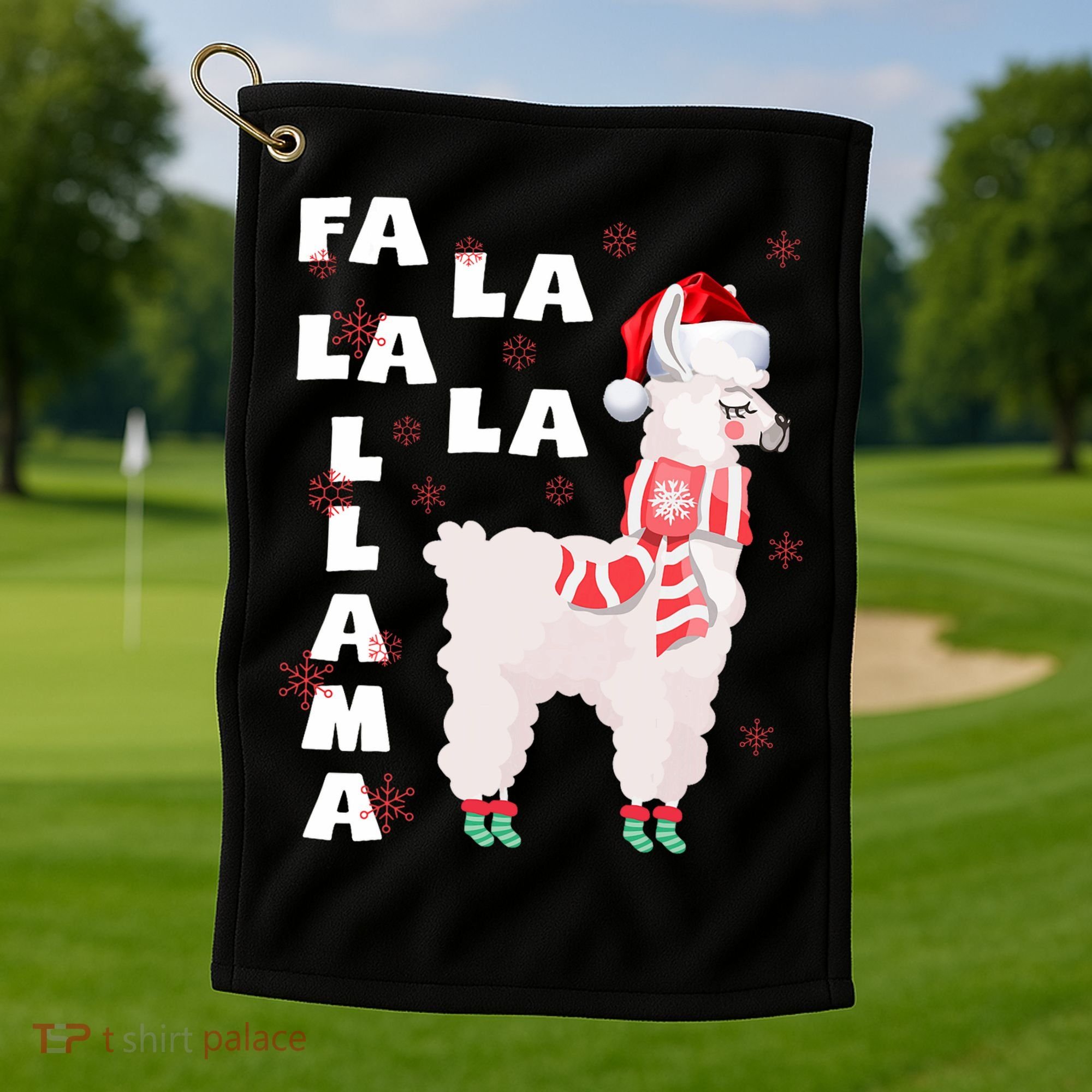 Fa La La Llama Santa Christmas Funny Gift Xmas Golf Towel