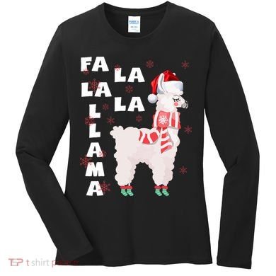 Fa La La Llama Santa Christmas Funny Gift Xmas Women's Long Sleeve Shirt