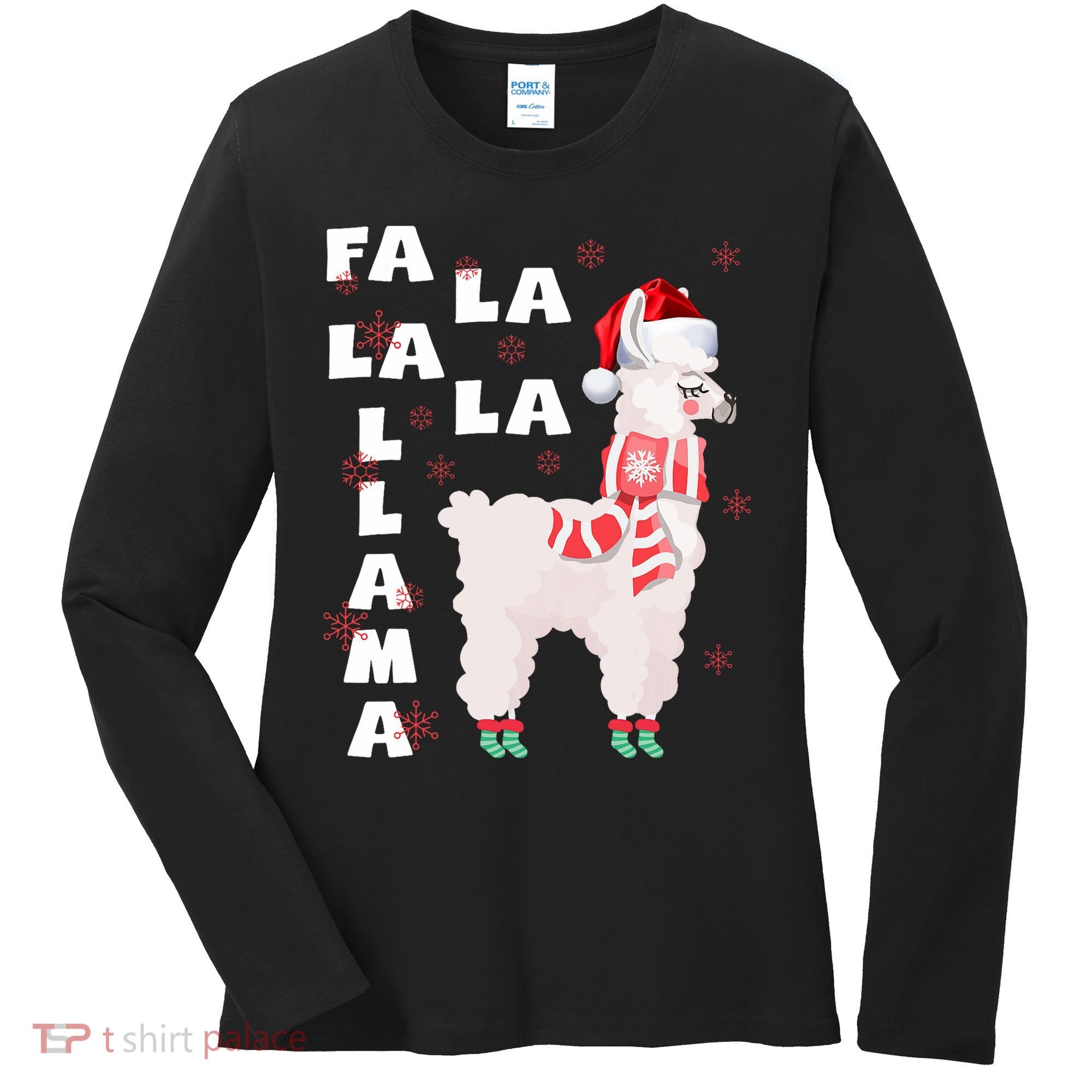 Fa La La Llama Santa Christmas Funny Gift Xmas Women's Long Sleeve Shirt