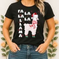 Fa La La Llama Santa Christmas Funny Gift Xmas Women's T-Shirt thumb 2