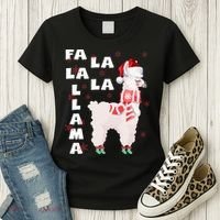 Fa La La Llama Santa Christmas Funny Gift Xmas Women's T-Shirt thumb 3