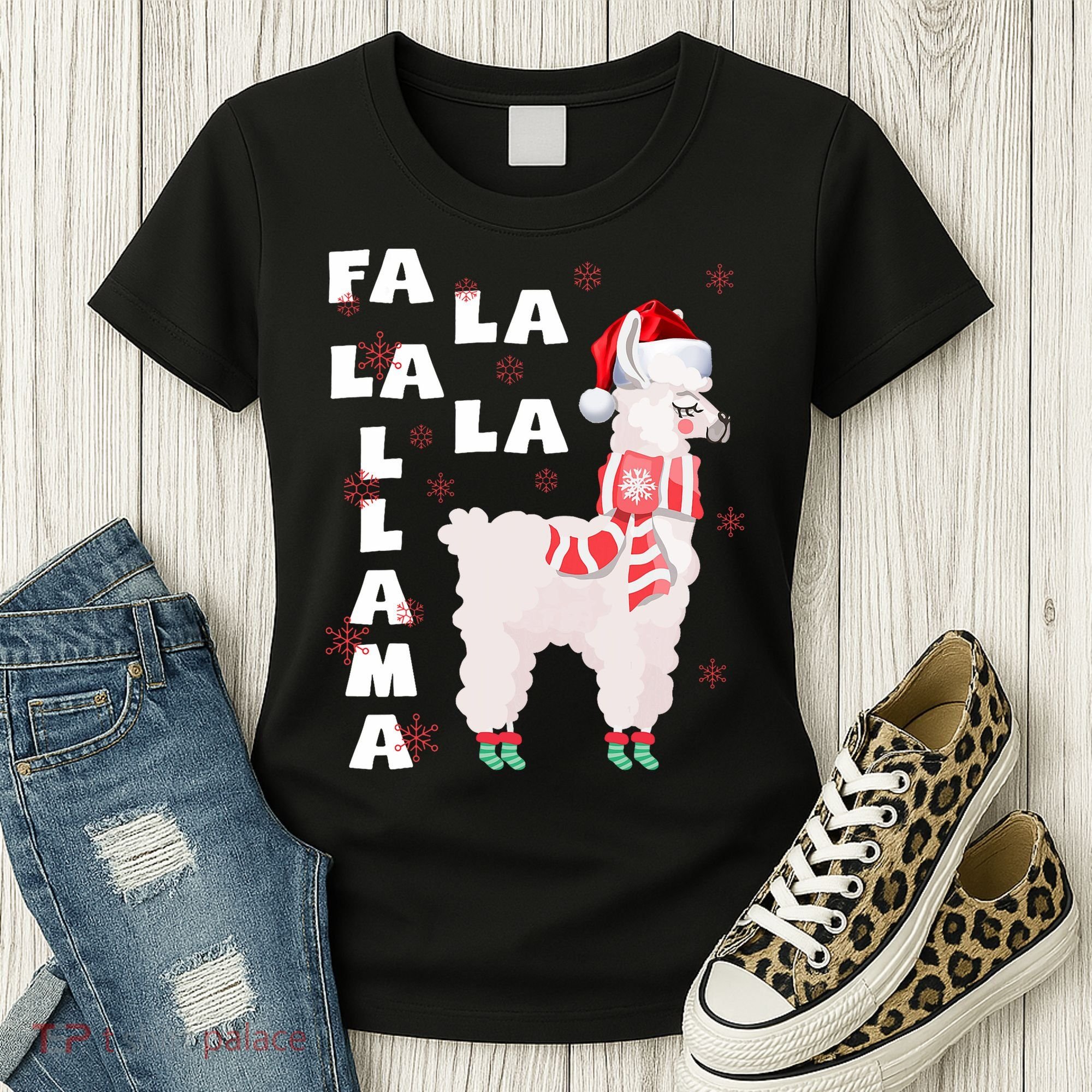 Fa La La Llama Santa Christmas Funny Gift Xmas Women's T-Shirt