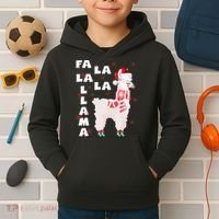 Fa La La Llama Santa Christmas Funny Gift Xmas Kids Hoodie thumb 2