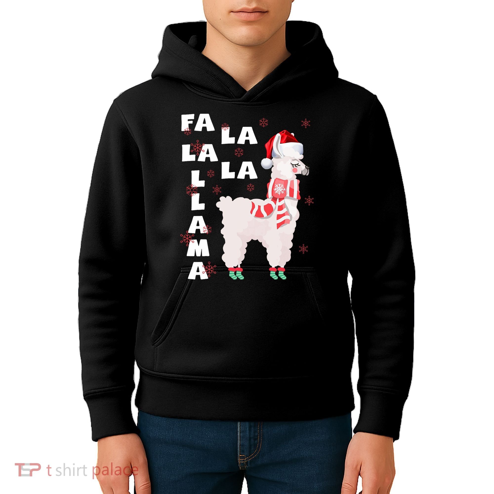 Fa La La Llama Santa Christmas Funny Gift Xmas Kids Hoodie