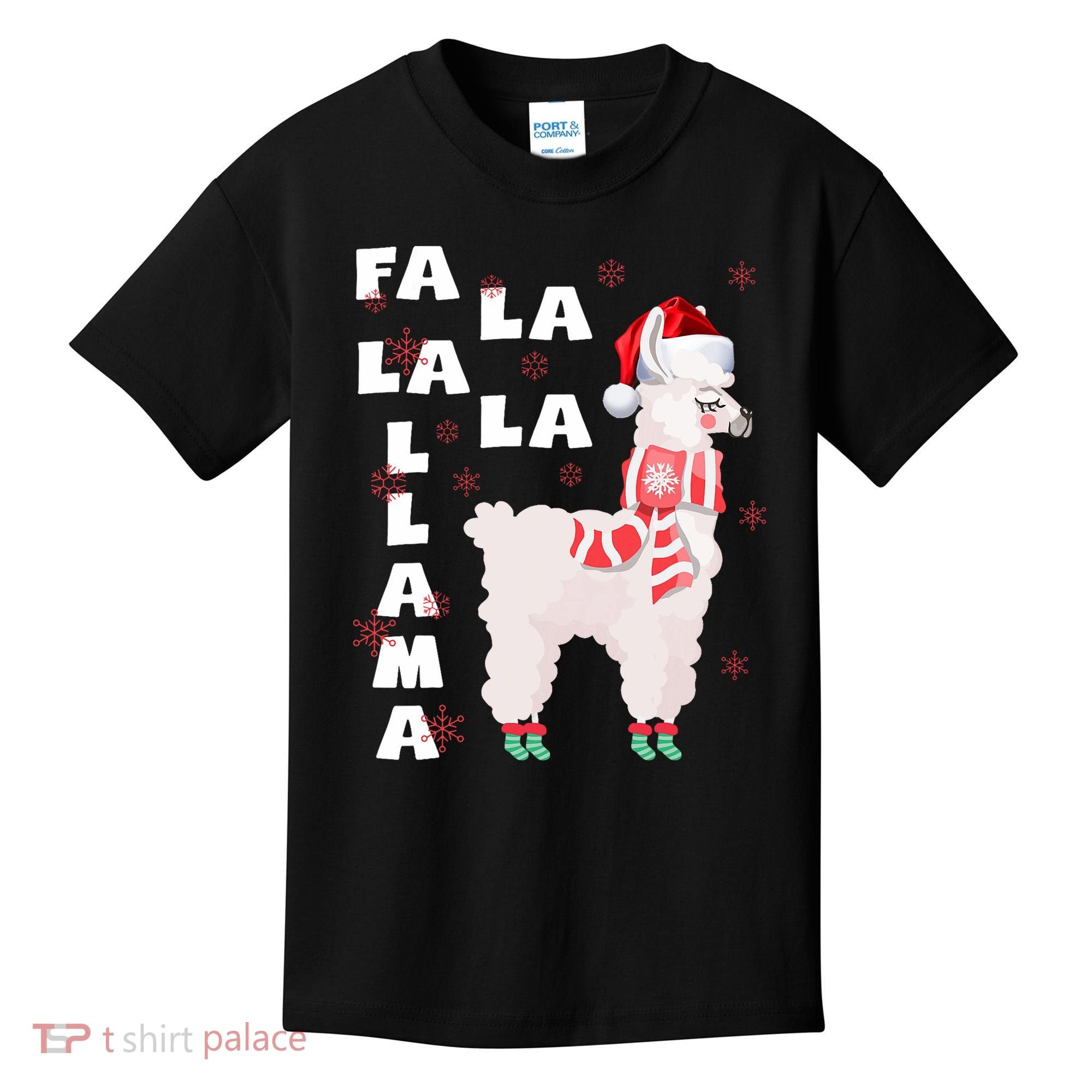 Fa La La Llama Santa Christmas Funny Gift Xmas Kids T-Shirt