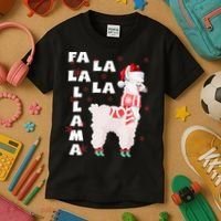 Fa La La Llama Santa Christmas Funny Gift Xmas Kids T-Shirt thumb 3