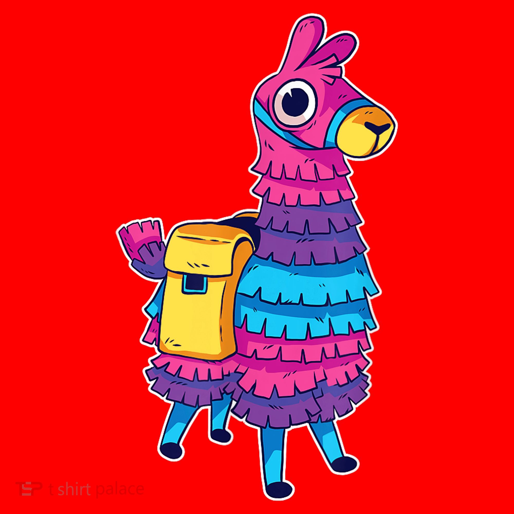 Funny Loot Llama Pinata With Yellow Saddlebag Santa Hat