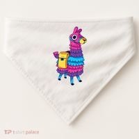 Funny Loot Llama Pinata With Yellow Saddlebag USA-Made Doggie Bandana thumb 0