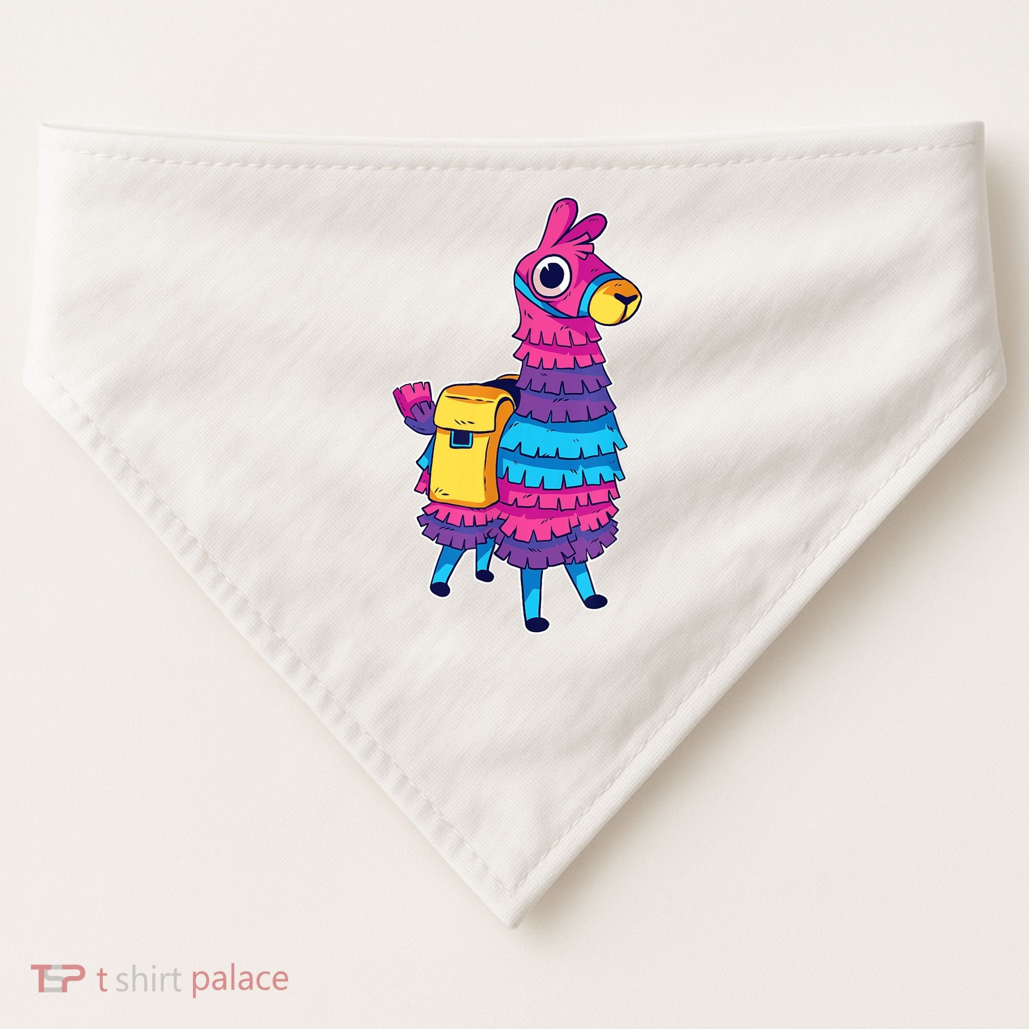 Funny Loot Llama Pinata With Yellow Saddlebag USA-Made Doggie Bandana