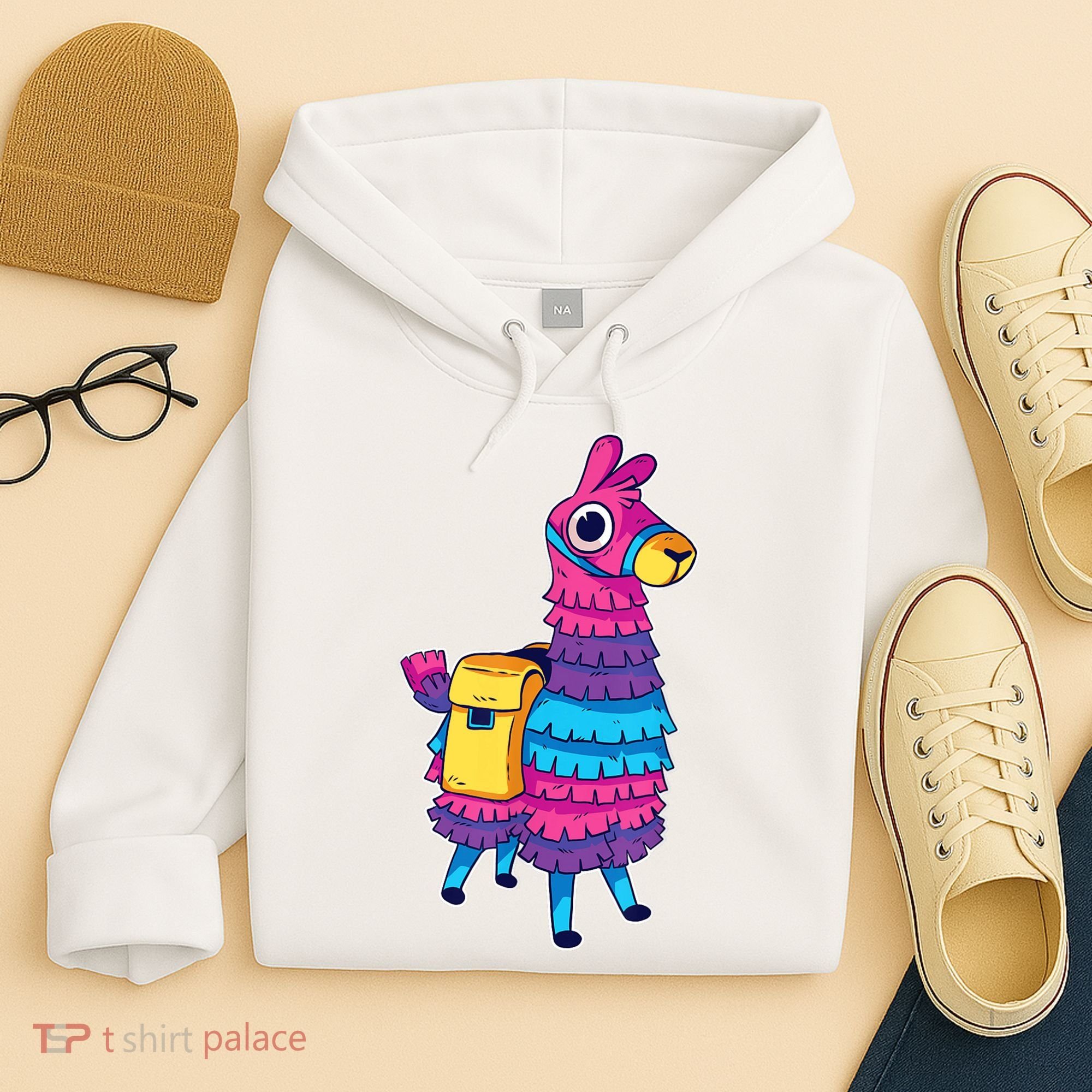 Funny Loot Llama Pinata With Yellow Saddlebag Hoodie
