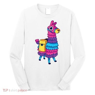 Funny Loot Llama Pinata With Yellow Saddlebag Long Sleeve Shirt