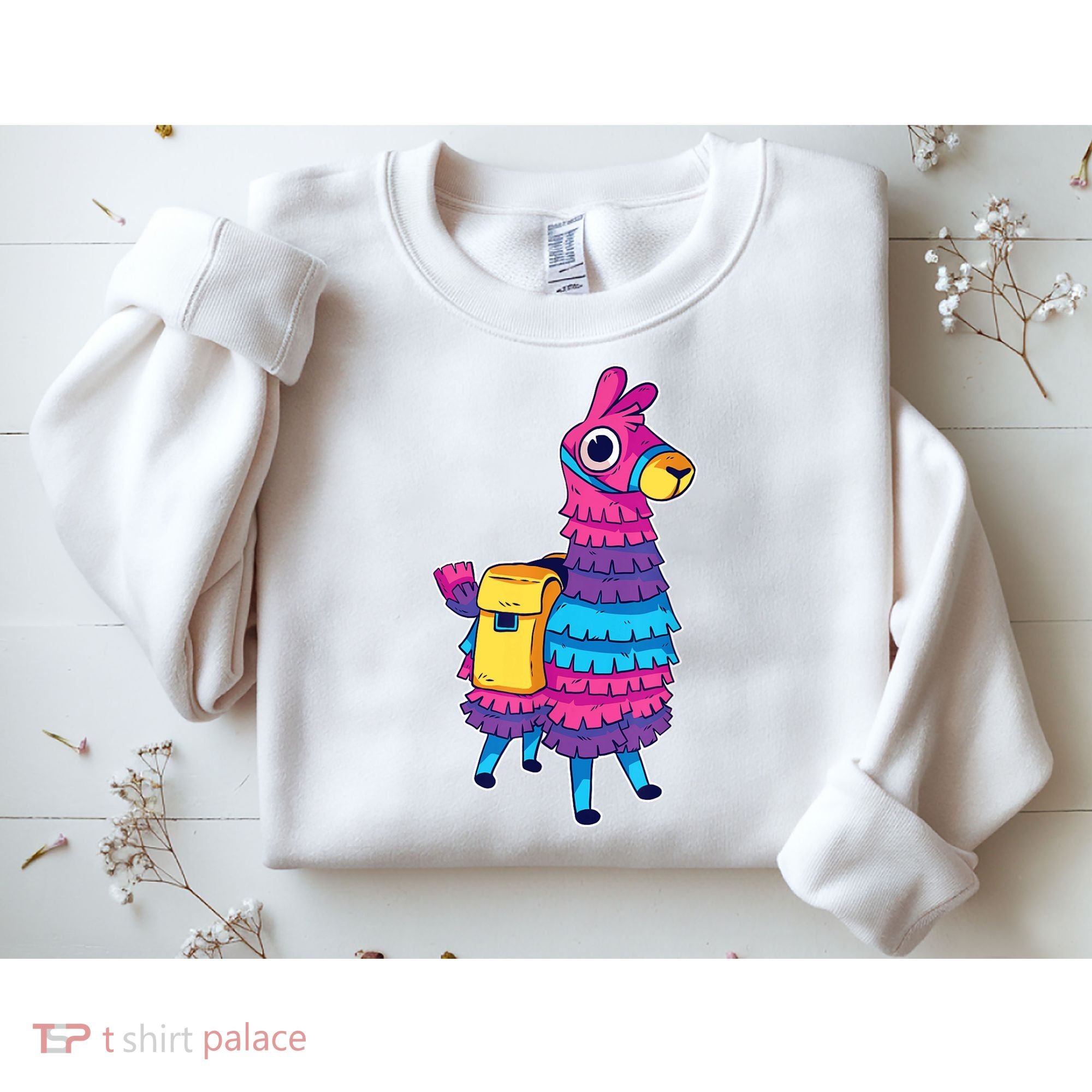 Funny Loot Llama Pinata With Yellow Saddlebag Sweatshirt