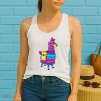 Funny Loot Llama Pinata With Yellow Saddlebag Women's Tank Top thumb 2
