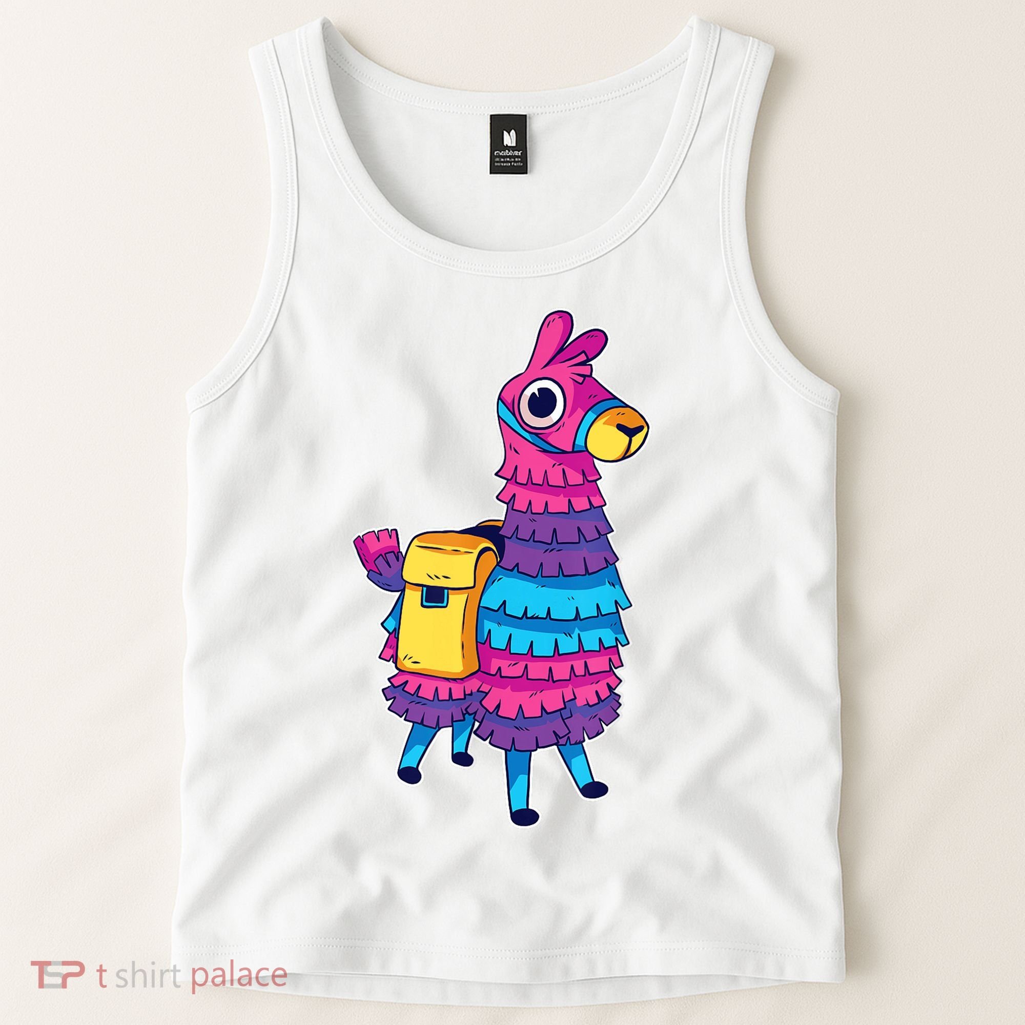 Funny Loot Llama Pinata With Yellow Saddlebag Tank Top