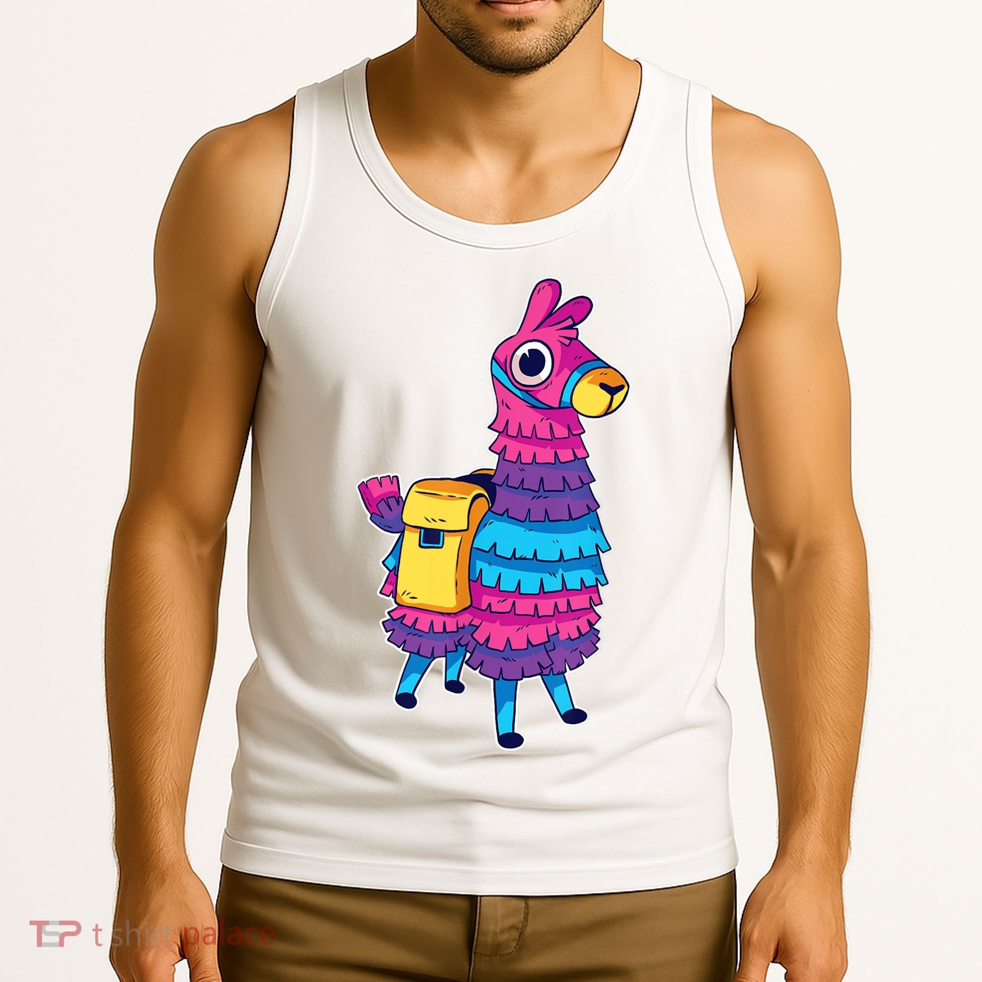 Funny Loot Llama Pinata With Yellow Saddlebag Tank Top