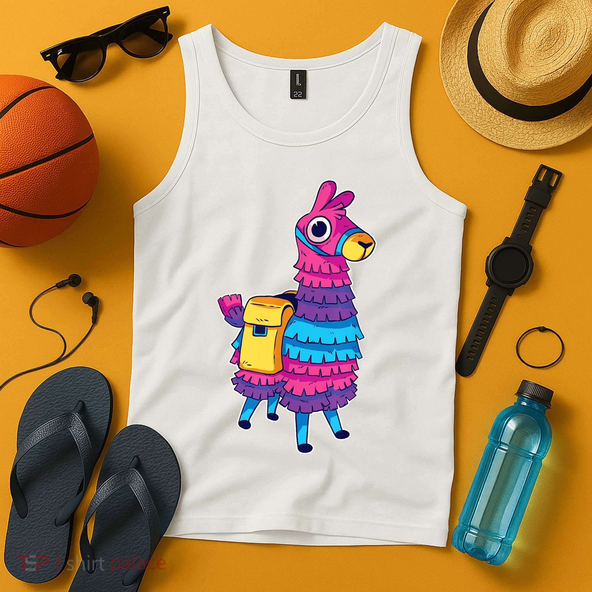 Funny Loot Llama Pinata With Yellow Saddlebag Tank Top