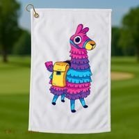 Funny Loot Llama Pinata With Yellow Saddlebag Golf Towel thumb 1