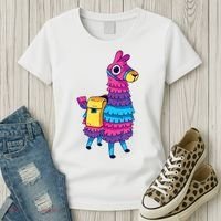 Funny Loot Llama Pinata With Yellow Saddlebag Women's T-Shirt thumb 3
