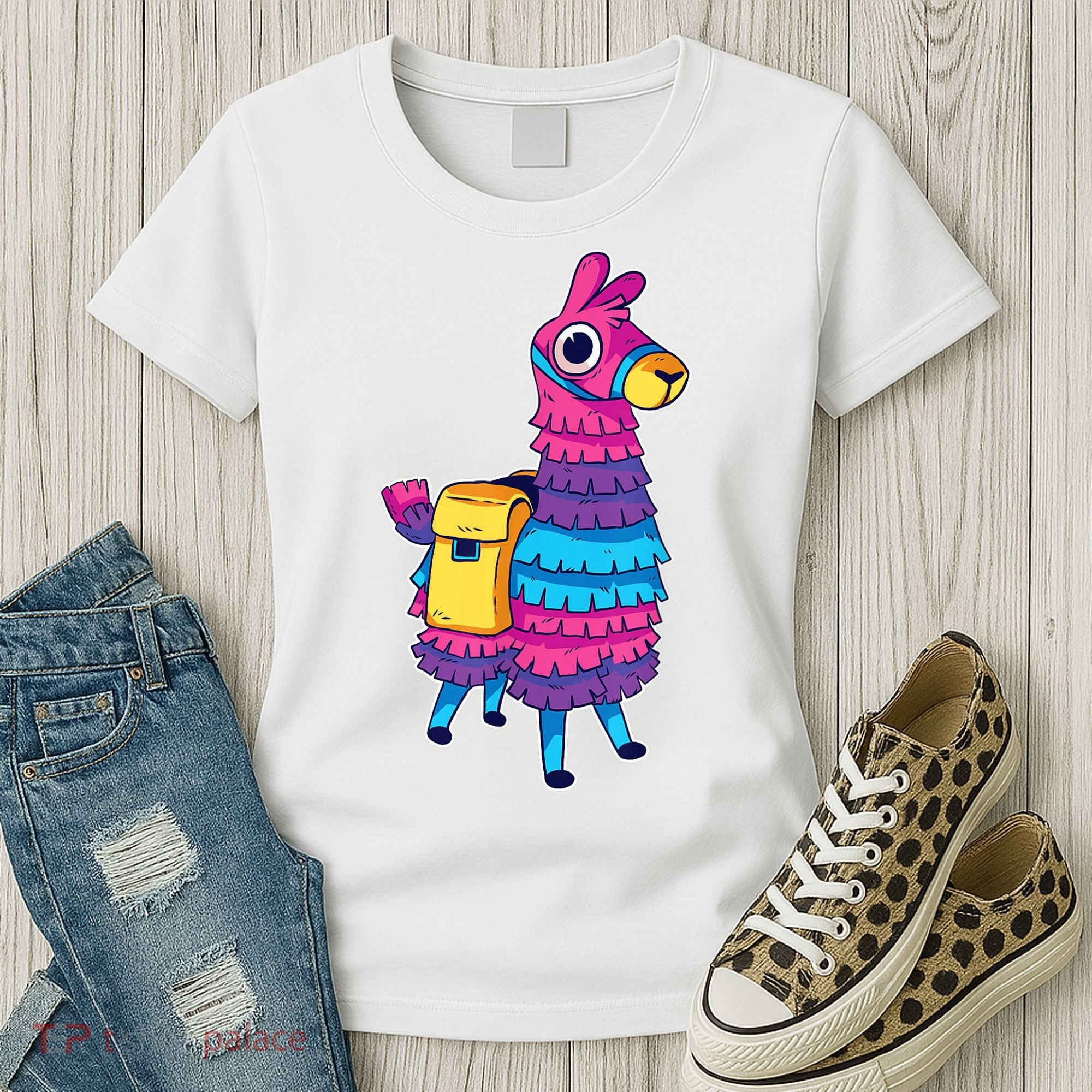 Funny Loot Llama Pinata With Yellow Saddlebag Women's T-Shirt
