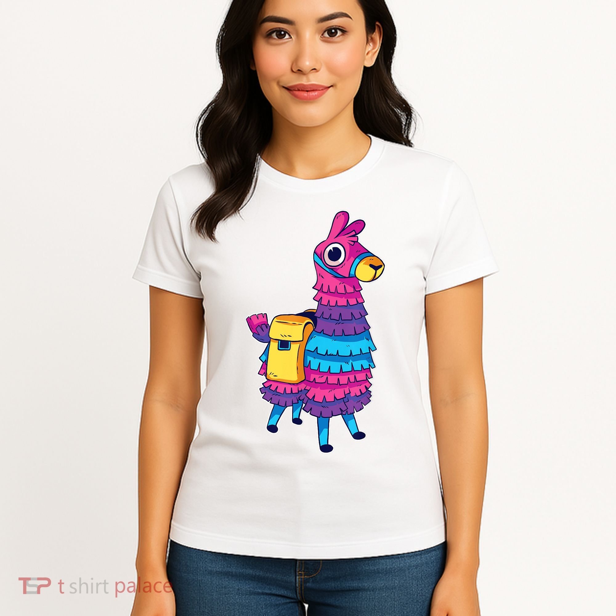 Funny Loot Llama Pinata With Yellow Saddlebag Women's T-Shirt