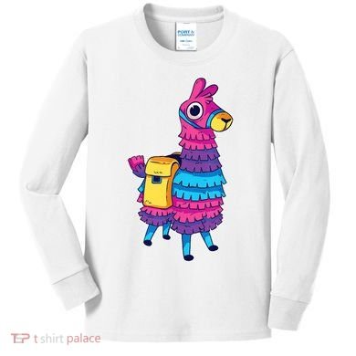 Funny Loot Llama Pinata With Yellow Saddlebag Kids Long Sleeve Shirt