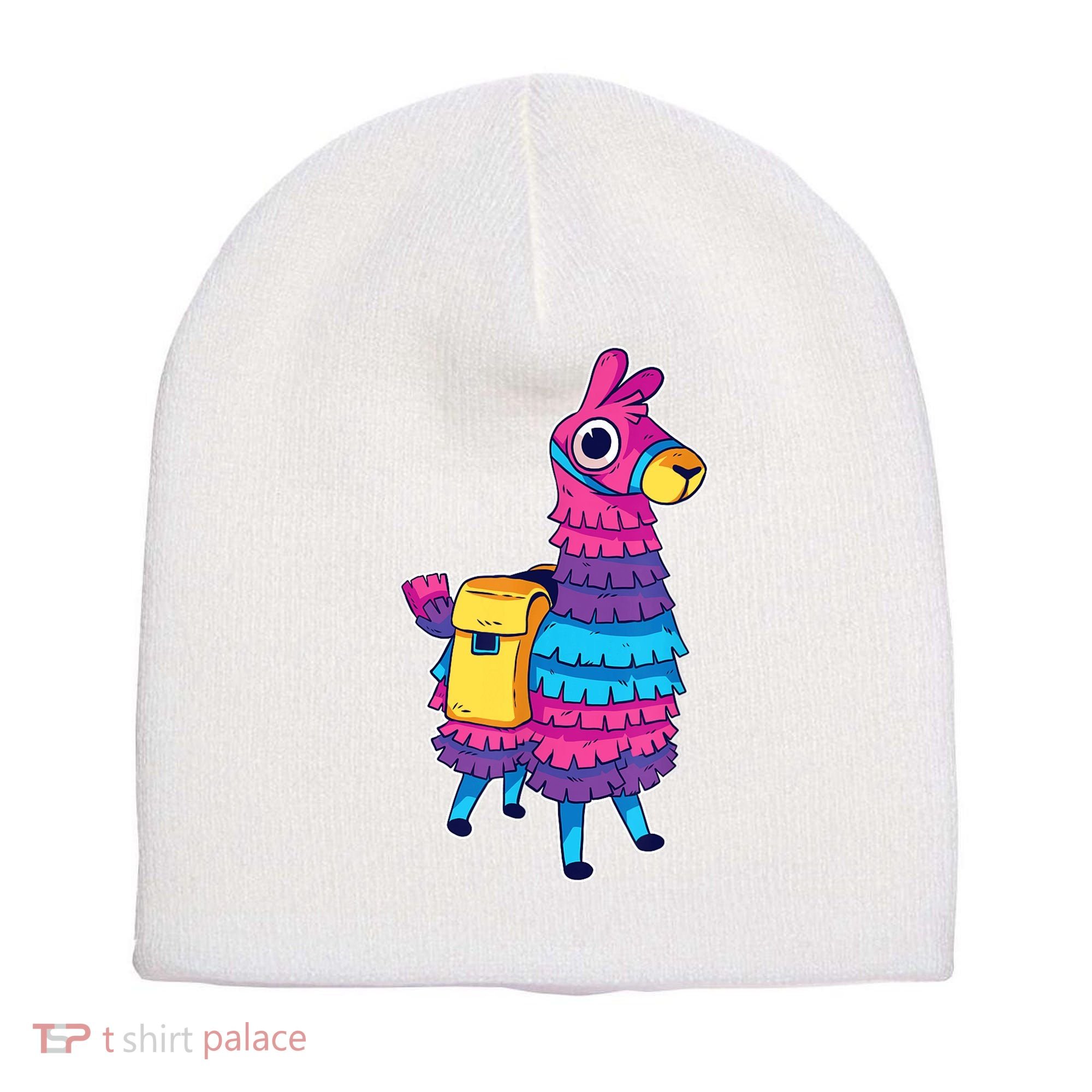 Funny Loot Llama Pinata With Yellow Saddlebag Short Acrylic Beanie