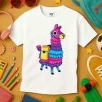 Funny Loot Llama Pinata With Yellow Saddlebag Kids T-Shirt thumb 3