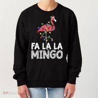 Fa La La Mingo Flamingo Christmas Tree Lights Tropical Xmas Women's Sweatshirt thumb 0