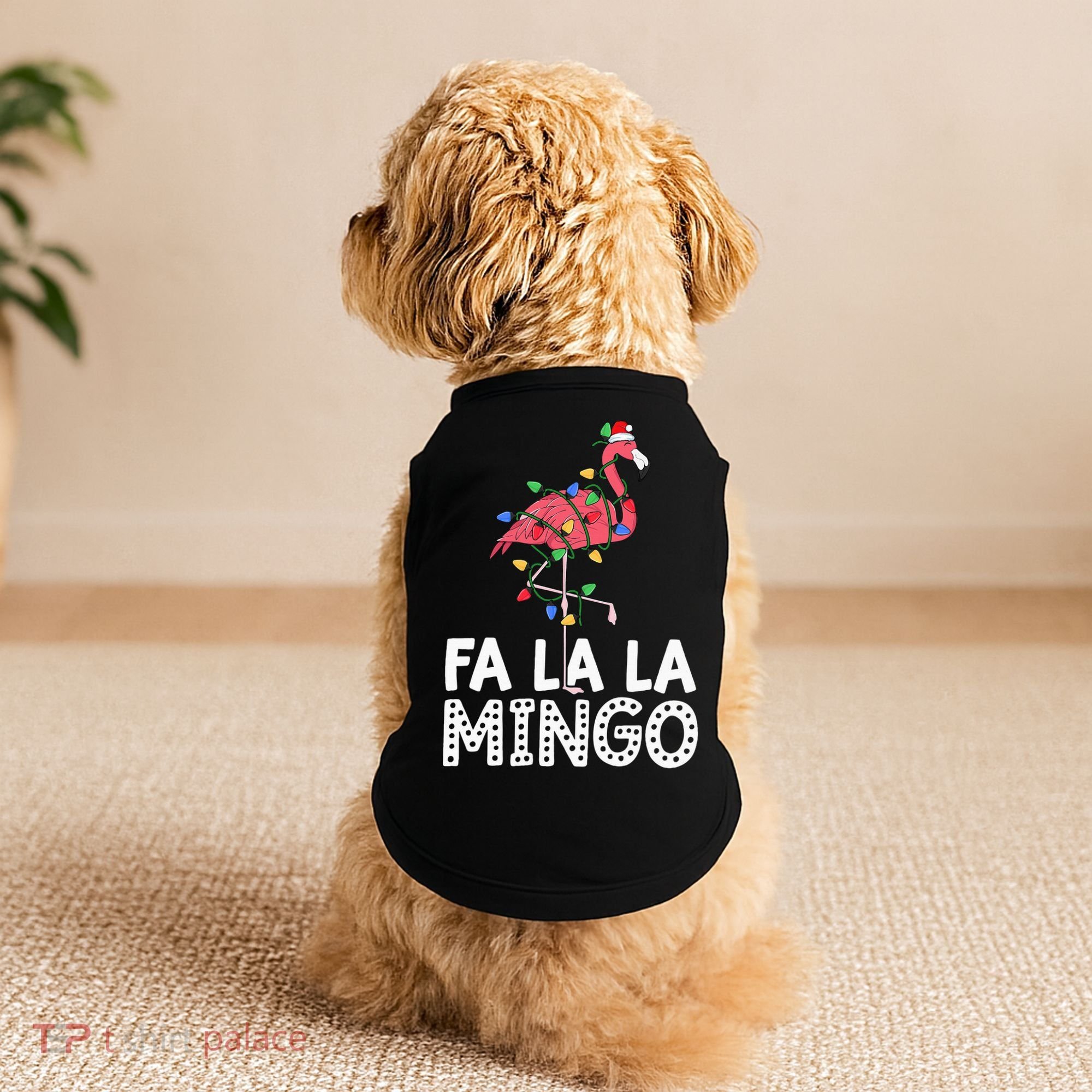 Fa La La Mingo Flamingo Christmas Tree Lights Tropical Xmas Doggie Tank