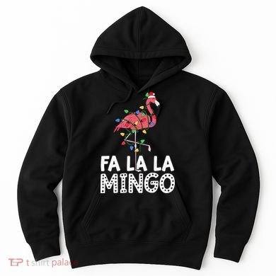 Fa La La Mingo Flamingo Christmas Tree Lights Tropical Xmas Hoodie