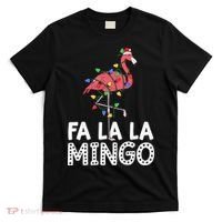 Fa La La Mingo Flamingo Christmas Tree Lights Tropical Xmas T-Shirt thumb 0