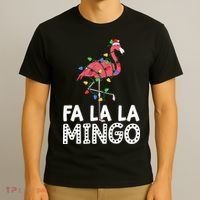 Fa La La Mingo Flamingo Christmas Tree Lights Tropical Xmas T-Shirt thumb 3
