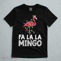 Fa La La Mingo Flamingo Christmas Tree Lights Tropical Xmas T-Shirt thumb 5