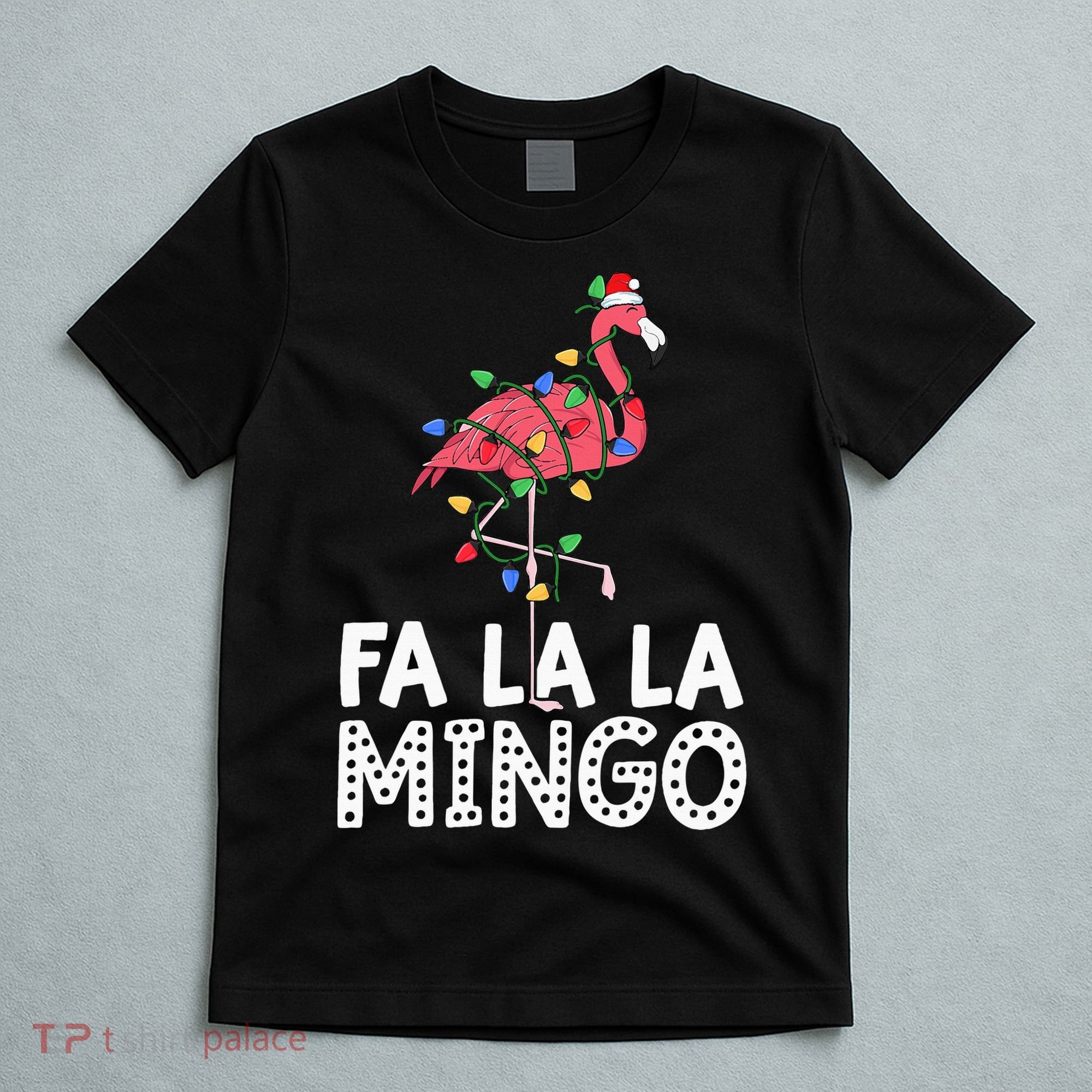 Fa La La Mingo Flamingo Christmas Tree Lights Tropical Xmas T-Shirt