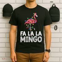 Fa La La Mingo Flamingo Christmas Tree Lights Tropical Xmas T-Shirt thumb 6