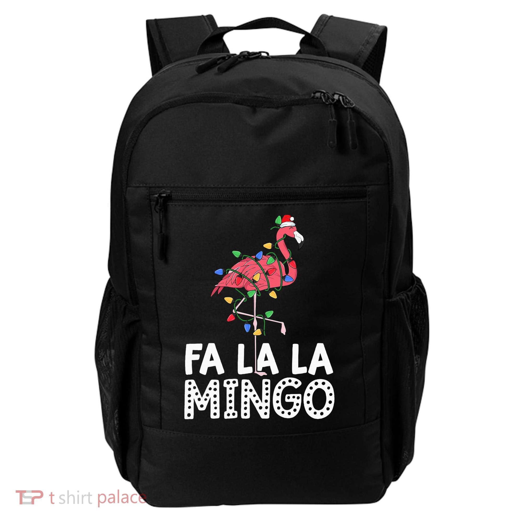 Fa La La Mingo Flamingo Christmas Tree Lights Tropical Xmas Backpack