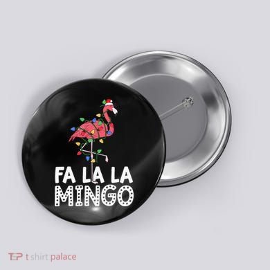 Fa La La Mingo Flamingo Christmas Tree Lights Tropical Xmas Button
