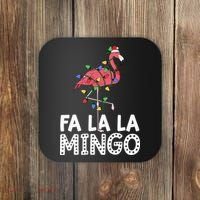 Fa La La Mingo Flamingo Christmas Tree Lights Tropical Xmas Coaster thumb 0