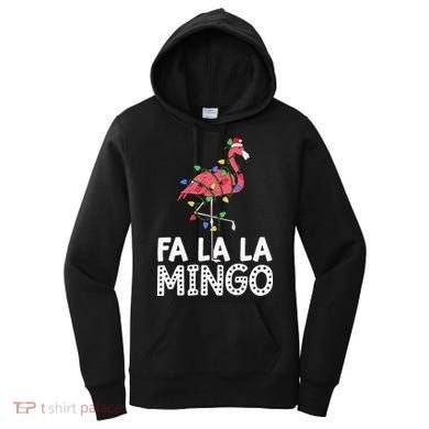 Fa La La Mingo Flamingo Christmas Tree Lights Tropical Xmas Women's Hoodie