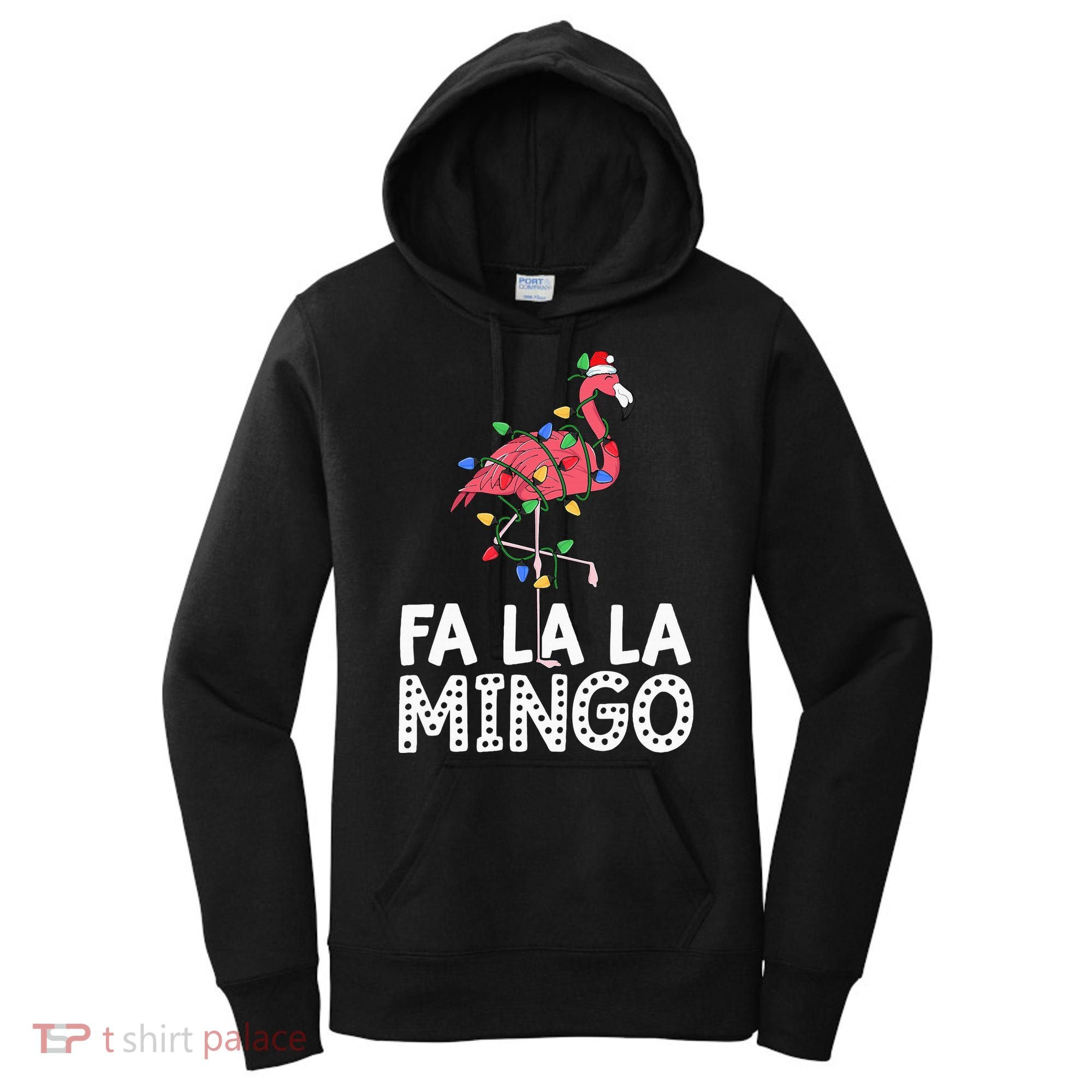 Fa La La Mingo Flamingo Christmas Tree Lights Tropical Xmas Women's Hoodie