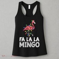 Fa La La Mingo Flamingo Christmas Tree Lights Tropical Xmas Women's Tank Top thumb 3