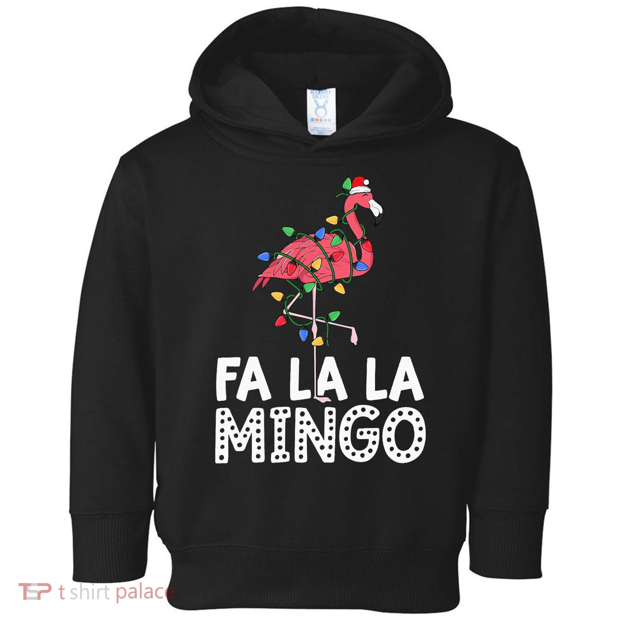 Fa La La Mingo Flamingo Christmas Tree Lights Tropical Xmas Toddler Hoodie