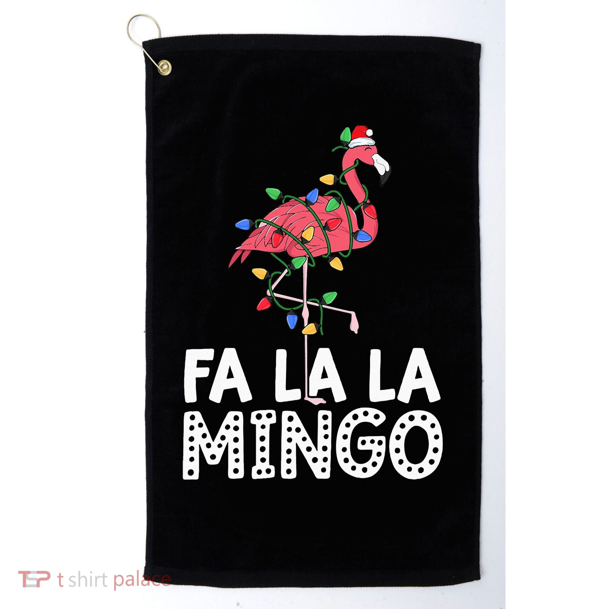 Fa La La Mingo Flamingo Christmas Tree Lights Tropical Xmas Golf Towel
