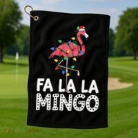 Fa La La Mingo Flamingo Christmas Tree Lights Tropical Xmas Golf Towel thumb 1